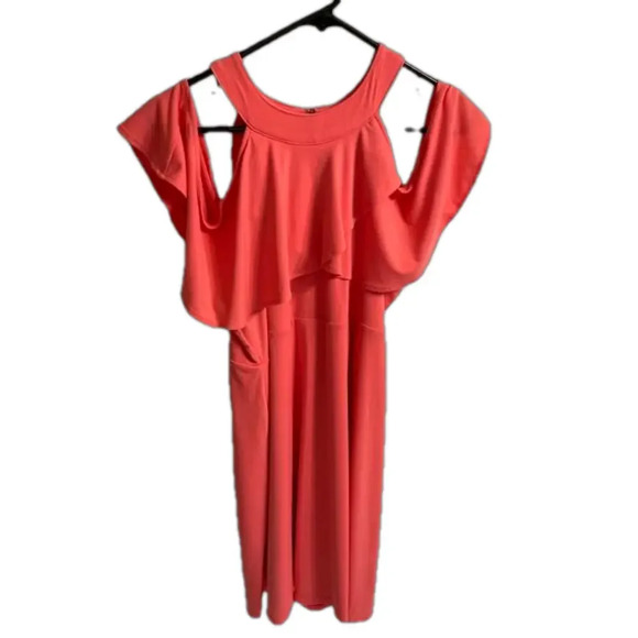 Pink Maternity Dress with Ruffle Arms - Picture 1 of 6